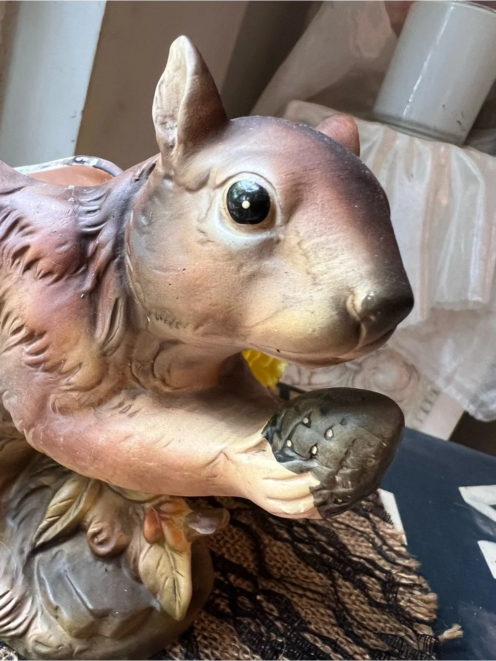 Hand-Painted Vintage Squirrel planter -Very good condition please view all pics